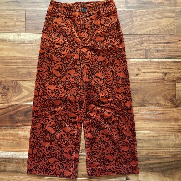 Anthropologie Maeve The Colette Wide Leg Corduroy Pants Orange NWT 25P - Picture 1 of 5